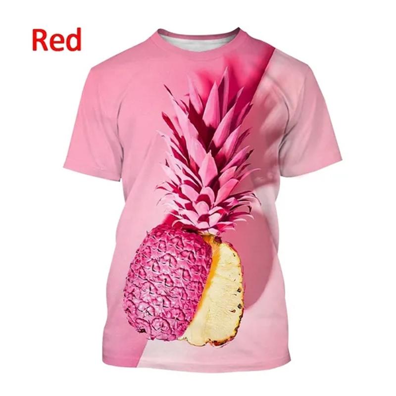 Summer New Pineapple Pattern 3D Printing Short-sleeved Breathable T Shirt Men's Women's Tropical Fruit Graphic Streetwear Tops
