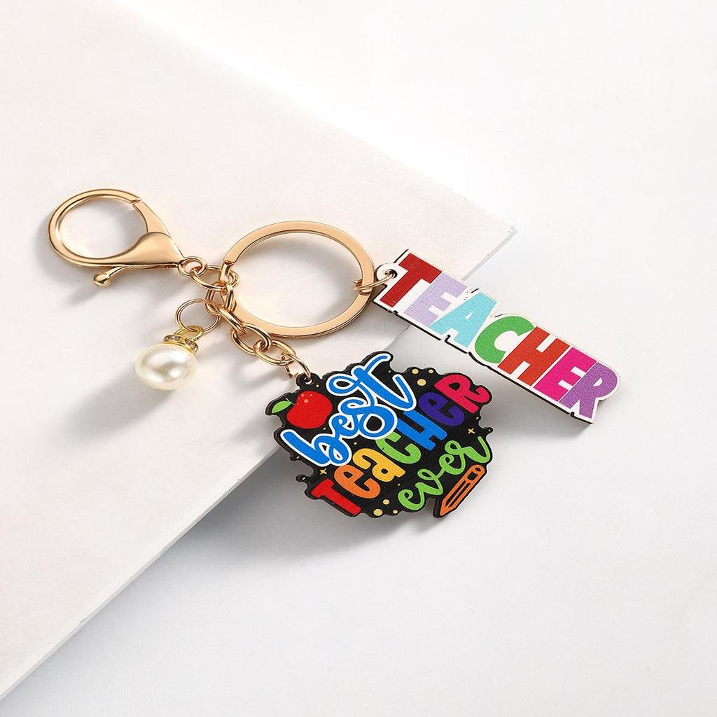 Graduation Season Teacher's Day Wooden Book Keychain Pendant