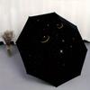 Parapluie Pliant Automatique Chat de Minuit, Félin Céleste 8 Baleines, Structure en Fer Durable, Motif de Couleur Vive Parapluie Compact de Voyage, Suita