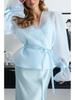 Ensemble Robe et Chemise Satinées à Lacets Cross2026 Europe Printemps/Été pour Femmes NTZ9004