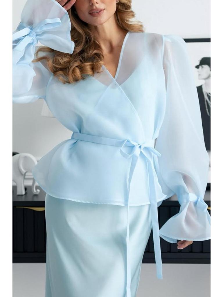 Ensemble Robe et Chemise Satinées à Lacets Cross2026 Europe Printemps/Été pour Femmes NTZ9004