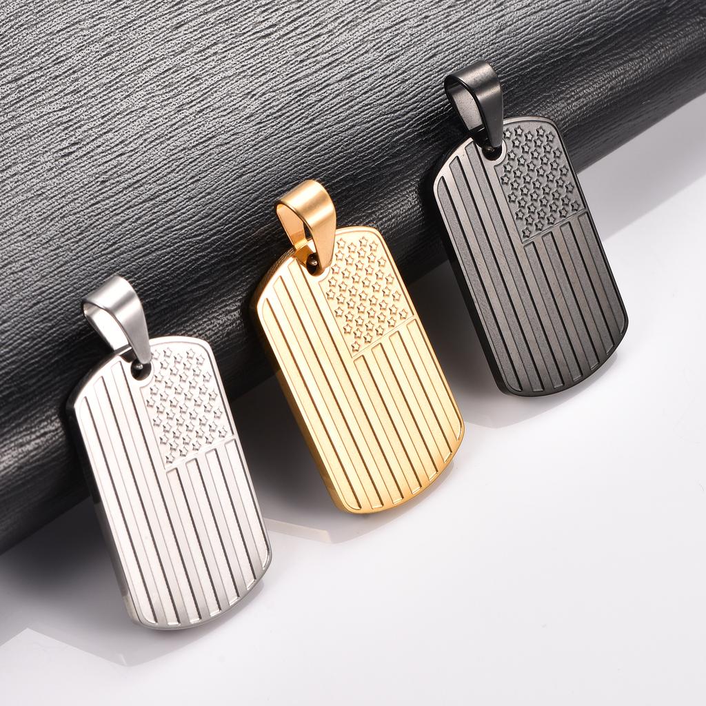 Hip Hop Stainless Steel American USA Flag Pendant Necklace for Women Men US Army Military Charms Chain Star Stripe Metal Jewelry