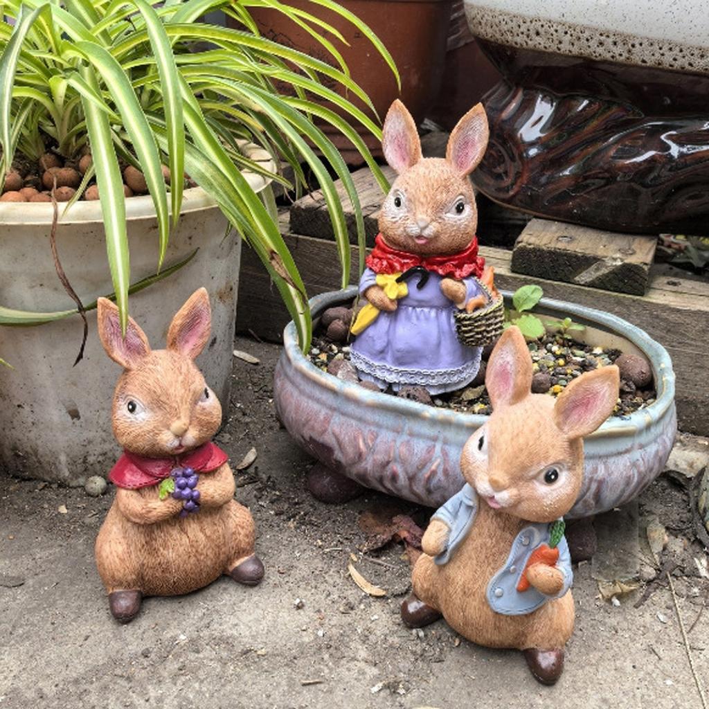 5.9 Inch Resin Bunny Decoration Spring Easter Decorative Figurine Desktop Ornaments For Party Home Festival Cute Bunny Easter Gift