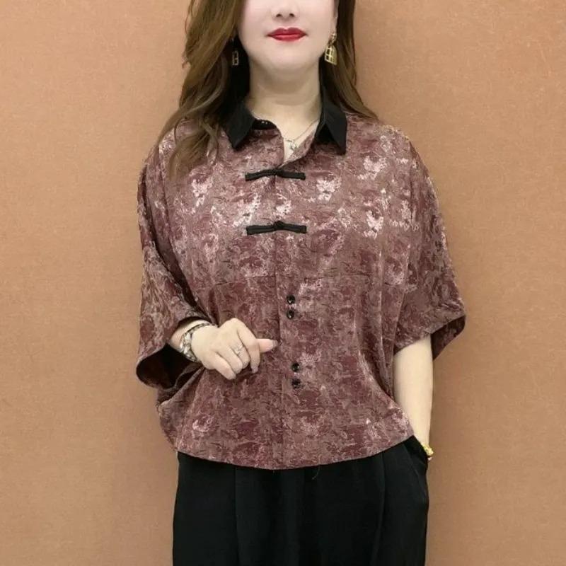 Летняя Новая Тонкая Рубашка, Западный Стиль Китайский Стиль Свободного Покроя Рабочая Рубашка для Омоложения L красный