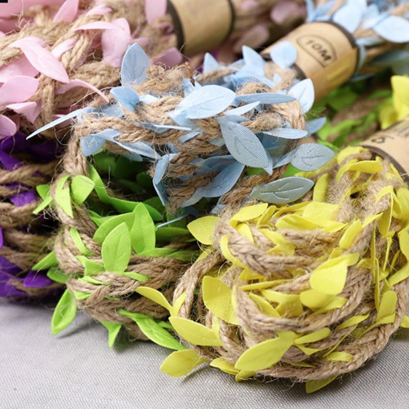 Buy 10 Meters Artificial Leaf Braided Jute Hemp Rope Flower Bouquet ...