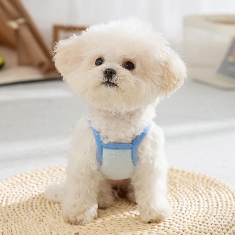 Spring/Summer Mesh Breathable Dog Clothes Cute Print Straps Small Dog Teddy Bear Vest Pet Clothing Puppy Clothes