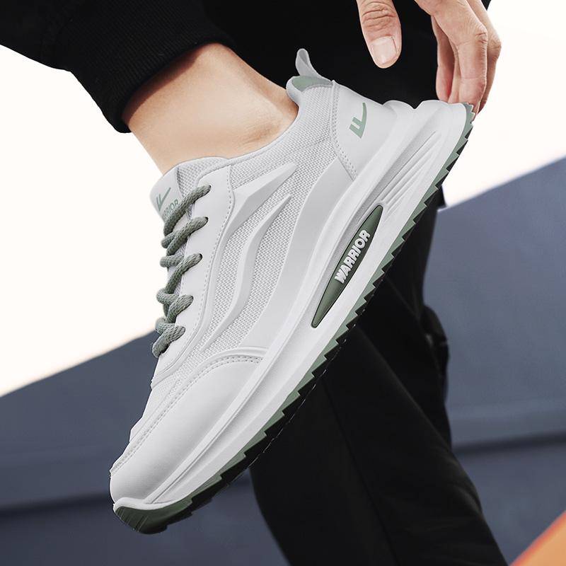 Warrior Casual Commuting Fashion Simple Trendy Versatile Lightweight Non-Slip Low-Top Lifestyle Shoes Men Sneaker White Green WXY(S)-4669N01