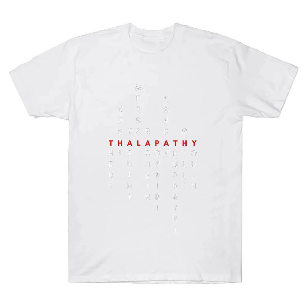 Thalapathy Vijay Tamil Movie Titles Red Classic T-Shirt Vijay Merch T Shirts Fashion Cotton T-shirt Cotton Loose Clothing