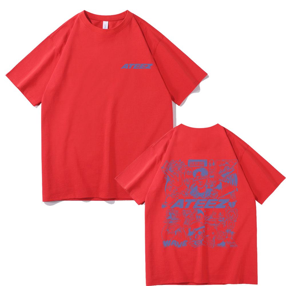 Korean Fashion Trend Ateez Kpop Graphic Print Tshirt Male Y2k T-shirts Concert Fans Gift Unisex Women's Casual Oversized Tee Shirt