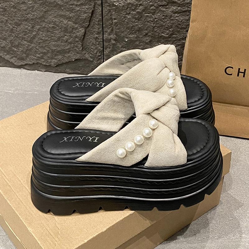 Platform Slippers Sandals Woman Bowknot Thick Sole Slippers Women Chunky Flip Flops New Summer Casual Beach Slides Zapatos Mujer