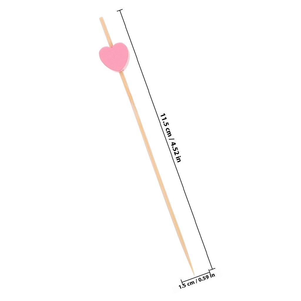 100Pcs Heart Decor Bamboo Fruit Picks Sturdy Wooden Cocktail Skewers Disposable for Party Appetizers Desserts Fruit Picks