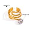 18K Gold Color Plated Finger Rings Stainless Steel Material Double Tone Design Geometric Rings Hollow Construction PVD Plated