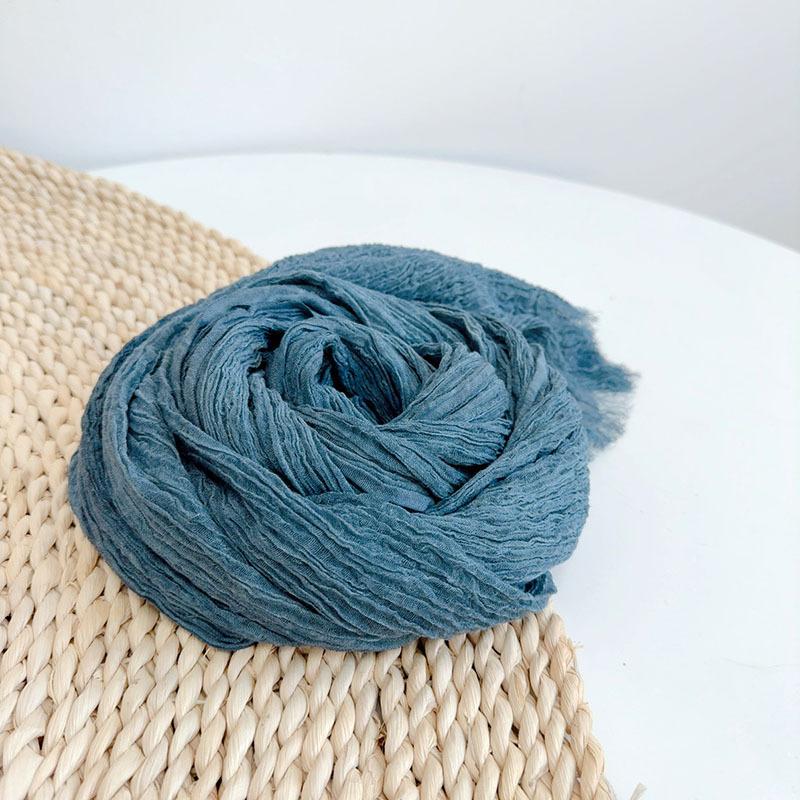 Retro autumn and winter versatile solid color cotton scarf winter unisex long wrinkled warm shawls scarves