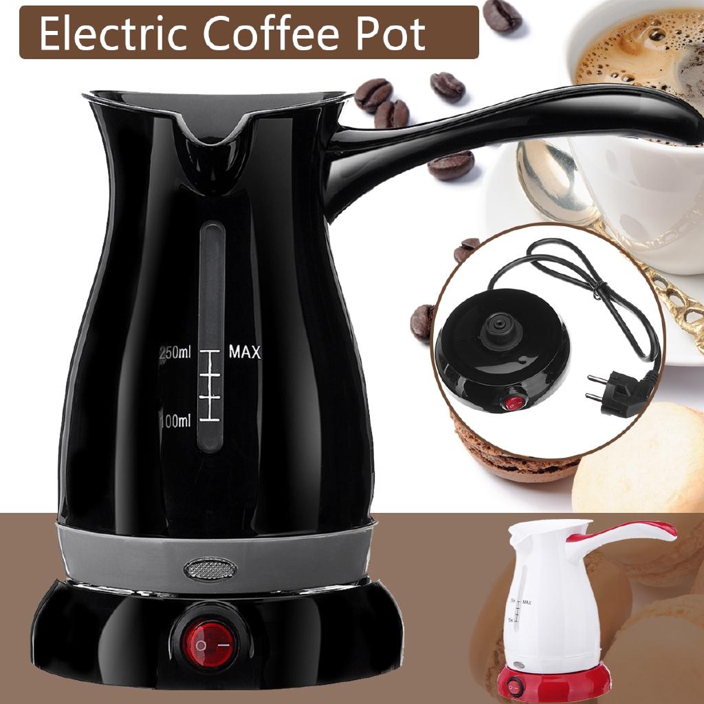 Portable Electric Coffee Pots Stainless Steel Tea Home Office Coffee Maker Percolator Filter 3 Cups Pot Kitchen 250ml