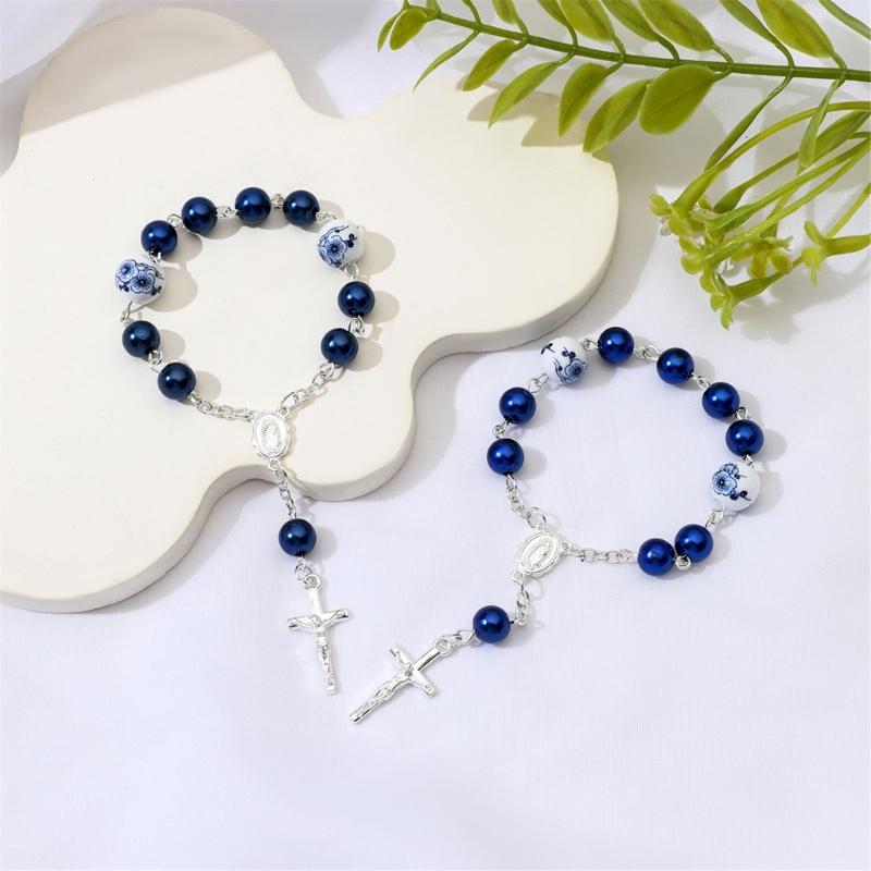 Elegant Crucifix Charm Bracelet Religious Symbol Jewelry Alloy Design Wristband For Daily Wear Secure Lock Clasp