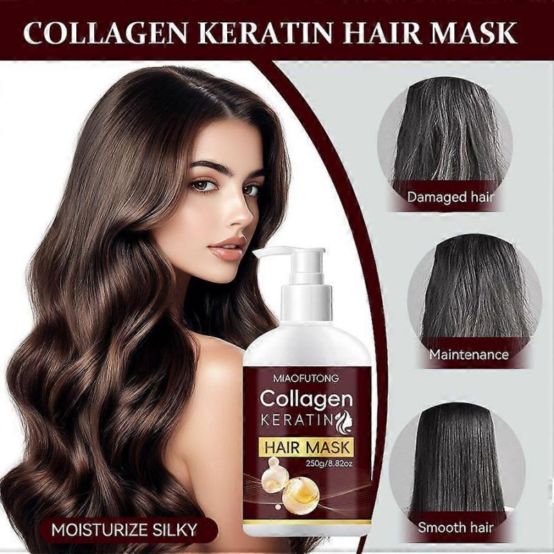 Collagen Hair Mask & Keratin Hair Mask, Keratin Hair Treatment, Hydrating Hair Repair Treatment Deep Conditioner Hair Mask for Dry Damaged Hair, 250g