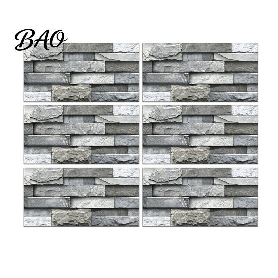 Waterproof Kitchen Backsplash Tiles 6Pcs Vintage Faux Stone Self?Adhesive Wall Tiles, Oil?Proof Moisture-proof Stickers for Bathroom Sticker, Peel