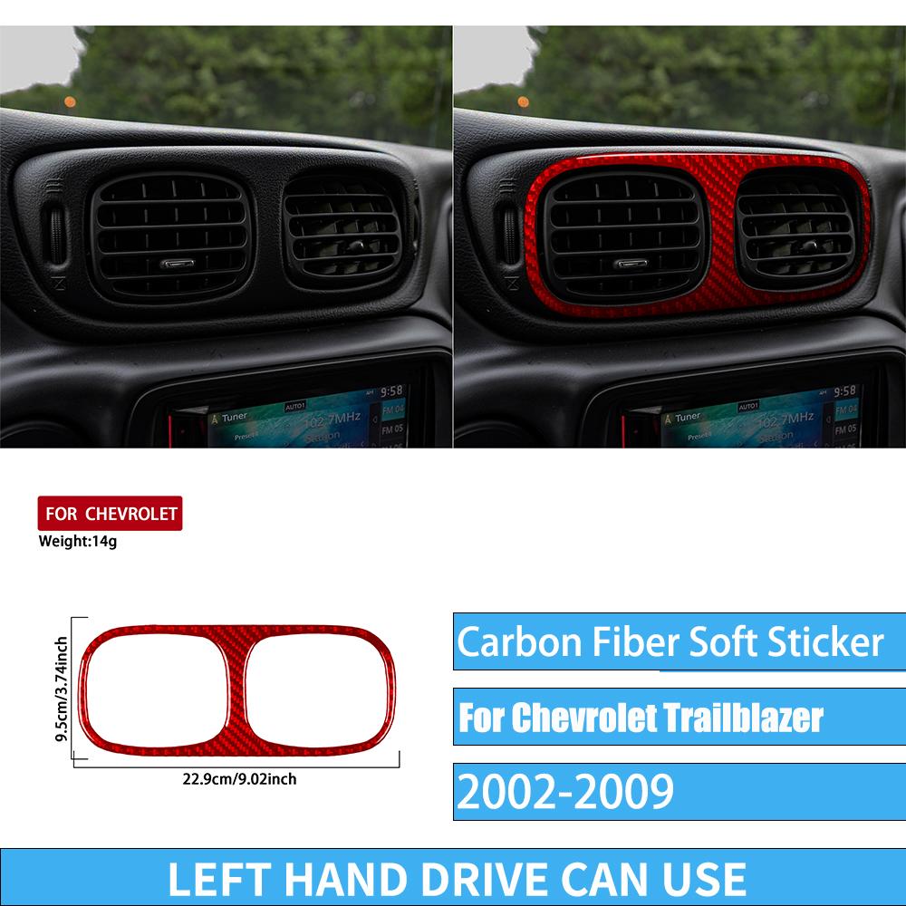 Real Carbon Fiber Car Accessories Trim Red Cover Soft Sticker For Chevrolet Trailblazer 2002 2003 2004 2005 2006 2007 2008 2009