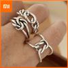 925 Sterling Silber Ringe für Damen Paar Minimalistisch Handgemacht Einfach Retro Kettenglied Ring Party Schmuck Geschenk Allergie Vorbeugen