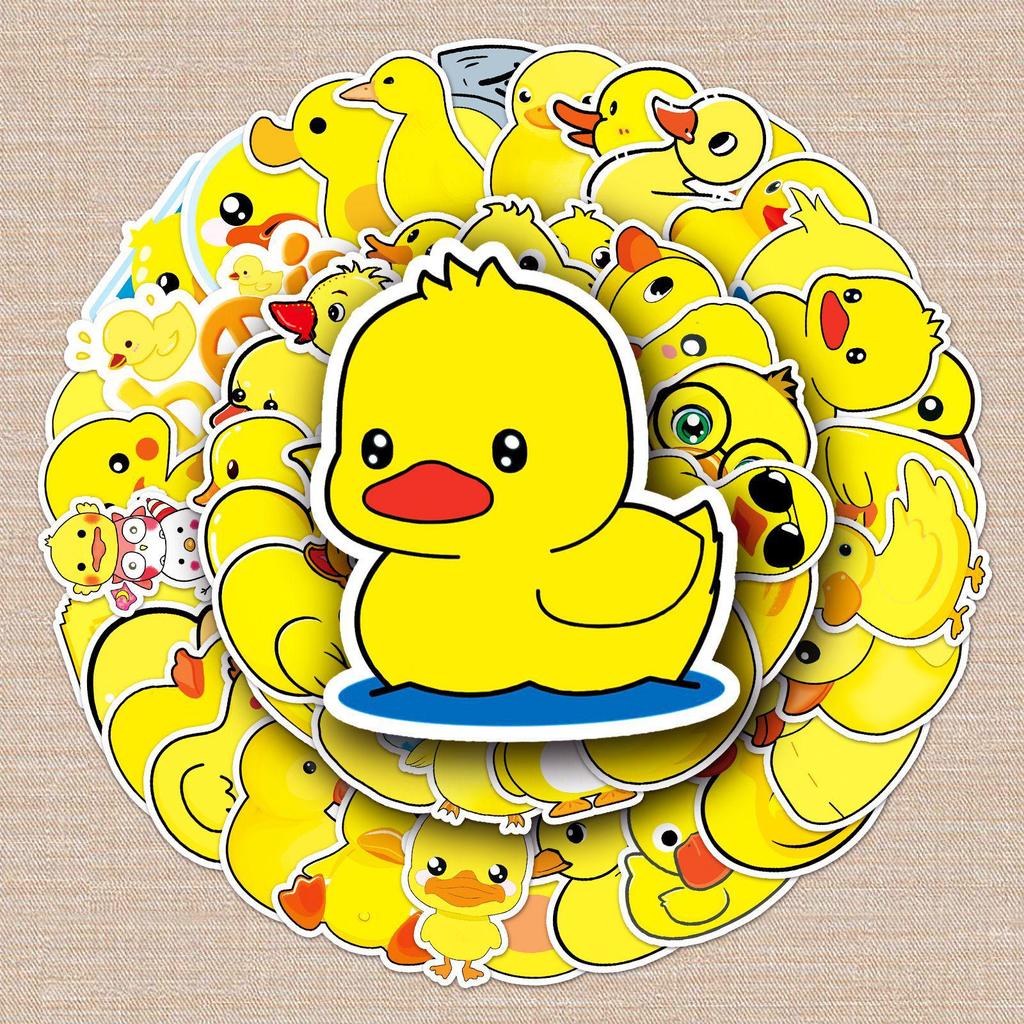 50 Sheets Little Yellow Duck Cartoon Waterproof Stickers for Luggage, Laptops, Bicycles, Cars