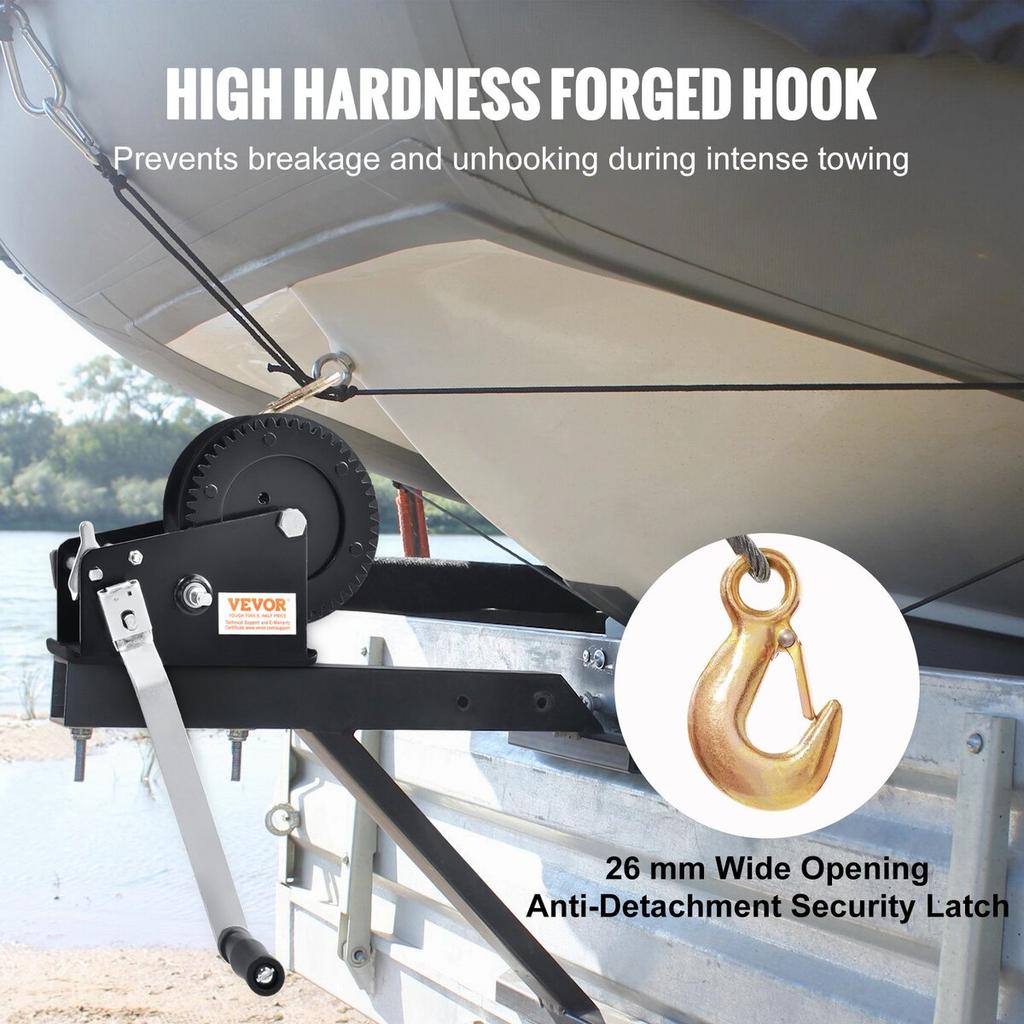 Hand Winch, 3500 lbs Pulling Capacity, Boat Trailer Winch Heavy Duty Rope Crank with 33 ft Steel Wire Cable and Two-Way Ratchet, Manual Operated Hand