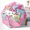 Colorful Bears and Hello Kitty Automatic Opening and Closing Cartoon Umbrella - Lightweight 3-Fold Design, Suitable for Fans, Travel, Daily Use - Offi