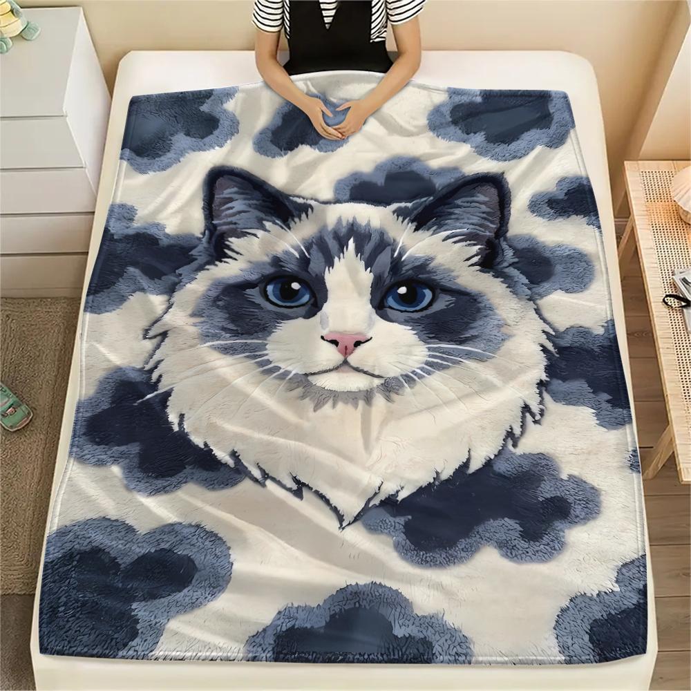 Felt rabbit kitten fox zebra Print Flannel Blanket,High quality Comfortable for All Seasons,Home Decor,Warmth and Comfort,Perfect for Christmas Gifts