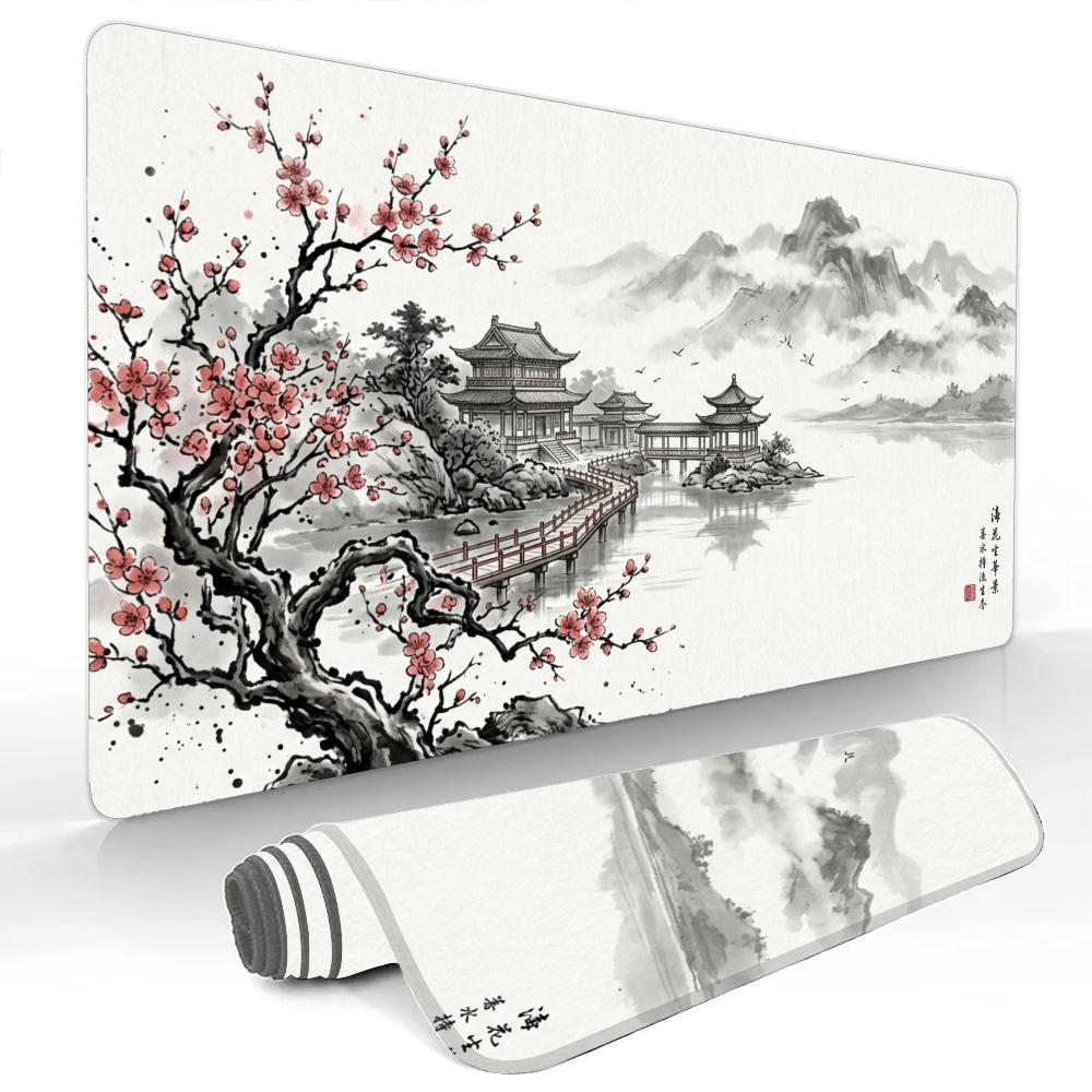 Ink Wash Art Aesthetic Landscape Mouse Pad Large Computer Office Game Table Mats Rubber Antislip XXL mouse mat Long Desk Pads