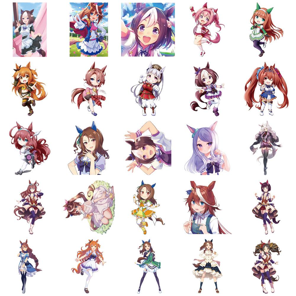 50Pcs Anime Uma Musume Pretty Derby Game Graffiti Stickers Cartoon Decals Laptop Skateboard Motorcycle Decoration Sticker