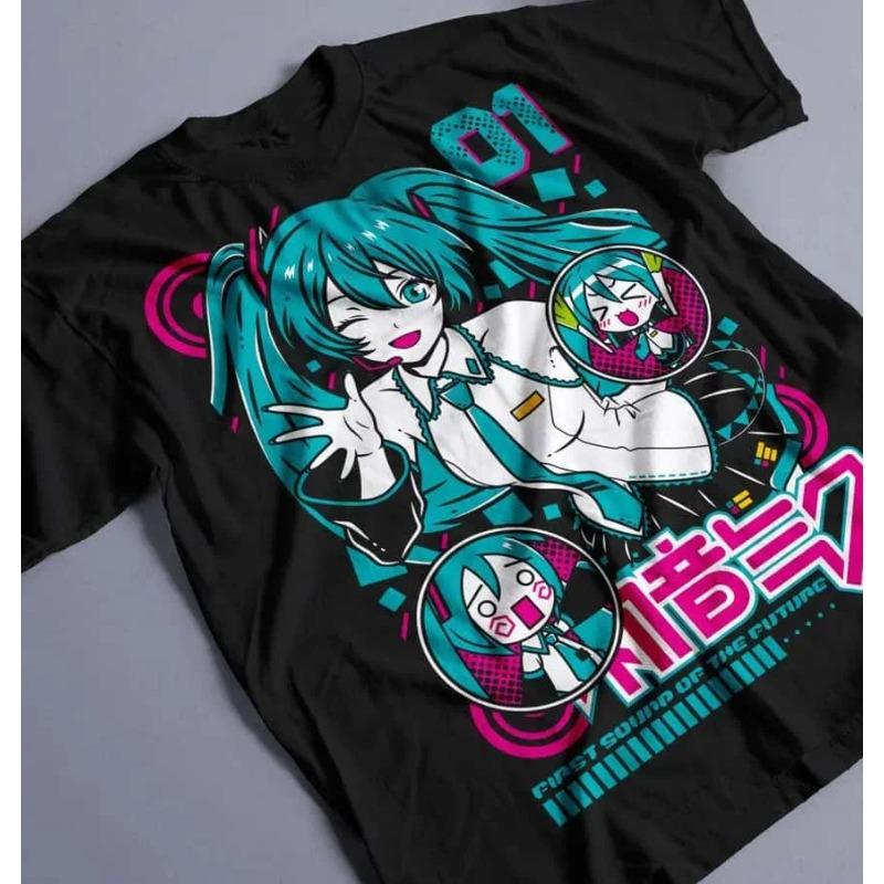 2026 Summer New Style # Hatsune Miku # Cyberpunk Style Cartoon Fan Street Fashion Large Loose Cotton T-shirt