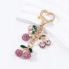 Unique Cherrys Love Lock Keychain Charm Elegant Designs Key Holder Accessory Portable for Fashionable Individuals