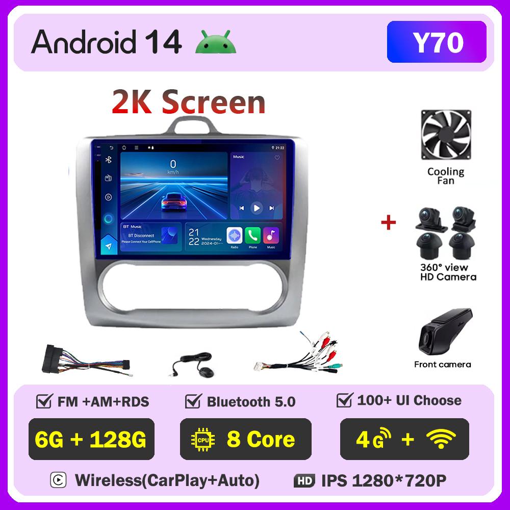 For Ford Focus 2 Mk2 2004-2011 Car Radio Player Car Carplay Screen Autoradio Mirror Link Car Intelligent Systems 8 Core RDS 4G