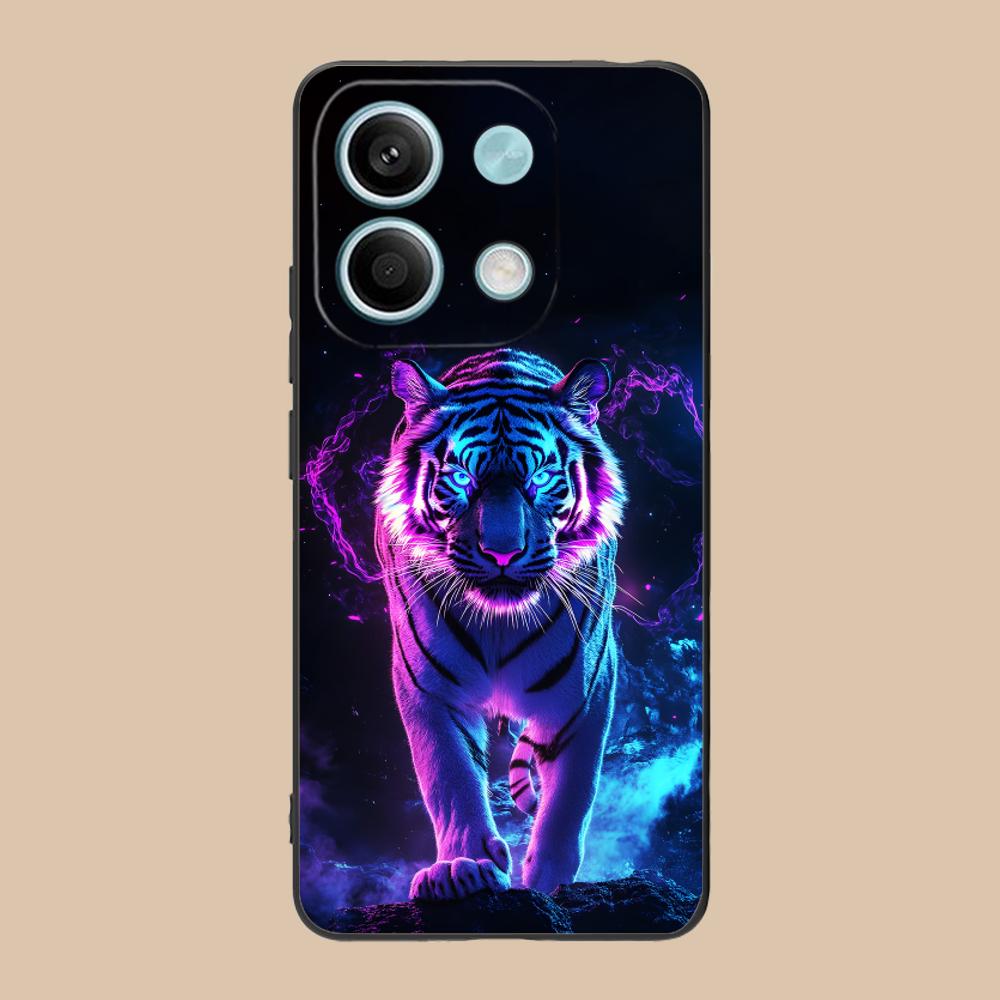 Tiger Neon Mobile Cell Phone Case for Xiaomi 15 14 13 12 Mi 11 T Ultra Lite Pro S X 5G Colorful Printing Cover Luxury Pretty