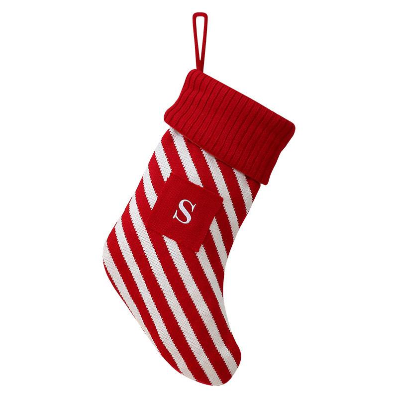 Christmas Letter Tree Ornament With Fabric Material And Red White Stripe Style For Xmas Decor