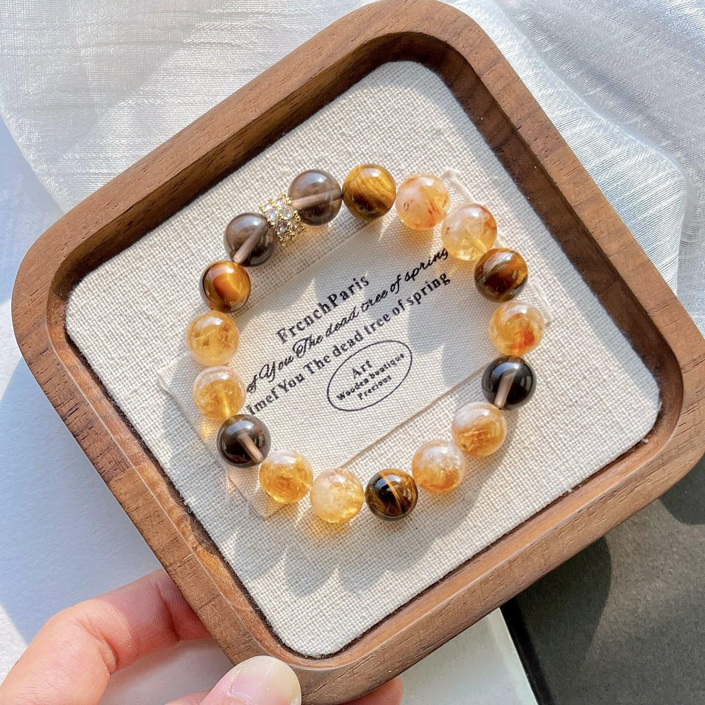 Natural Huangta Crystal Tiger S Eye Design Bracelet Bracelet