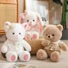 Flauschiges Plüsch Weißer Teddy Braunbär Weißes Baby Kaninchen Fuchs mit Lätzchen Kleid Niedlich Lecker Kuscheltiere Kuschel Umarmungs Spielzeug