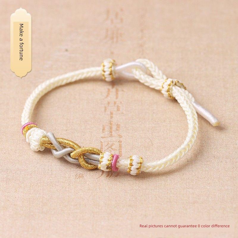 No Self-Woven Bracelet Tied Peace Buckle Lucky Beads Couple Red Rope Men's and Women's Birth Year Easiest for Match Carrying Strap Gift
