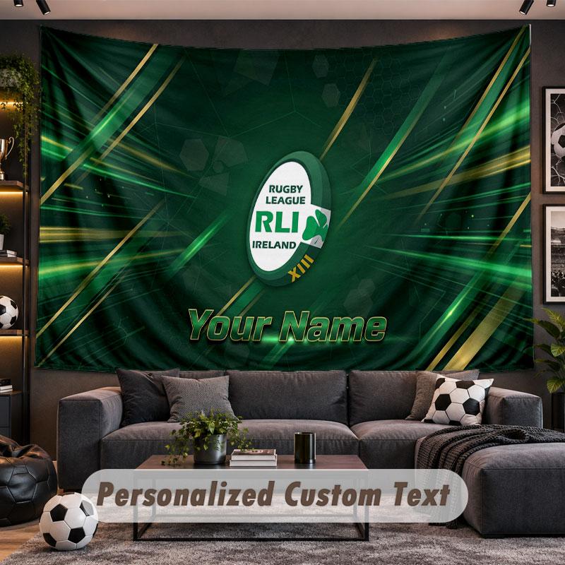 Wall Hanging Tapestry Custom NameIreland Rugby Pattern Personalized Printed Fabric Wall Decor