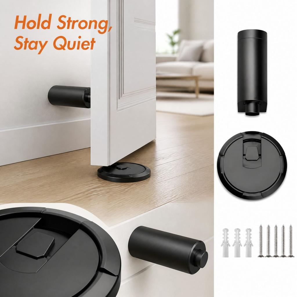 Windproof Floor Mounted No-Drill, -Collision Mechanical Door for Home Use