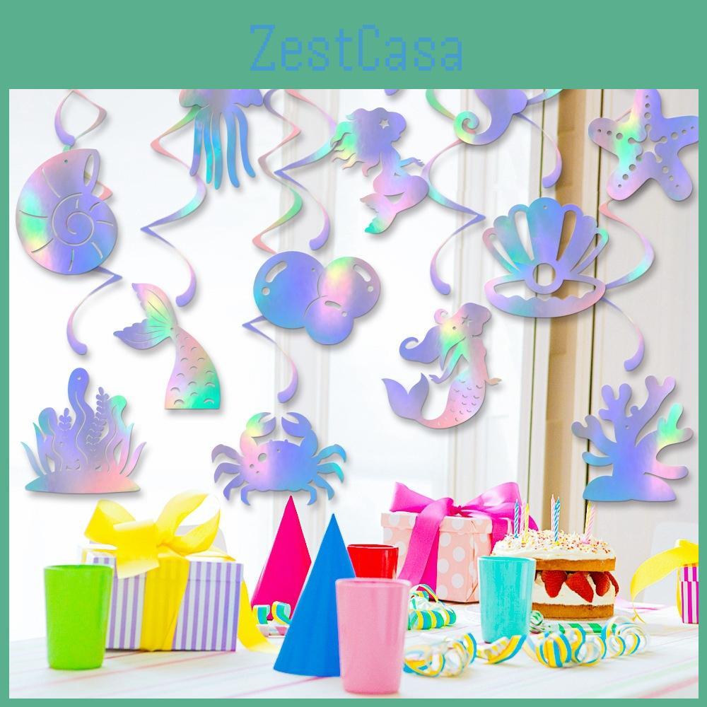 Party Mermaid Birthday Decorations Spiral Hanging Ornaments For Event Children