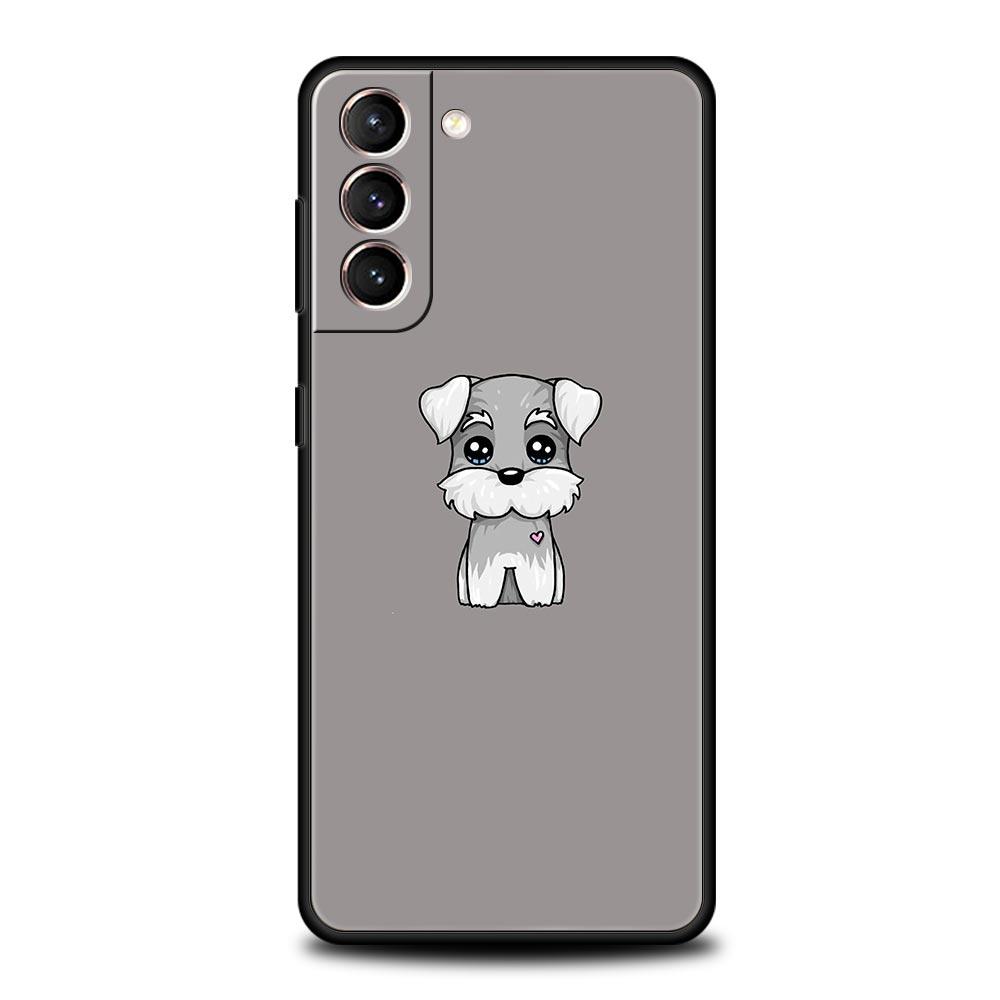 Cartoon Schnauzer Dog Phone Case For Samsung Galaxy S24 S23 S22 S20 Ultra S21 FE 5G S10 S9 Plus S10E S8 Soft Silicone Cover