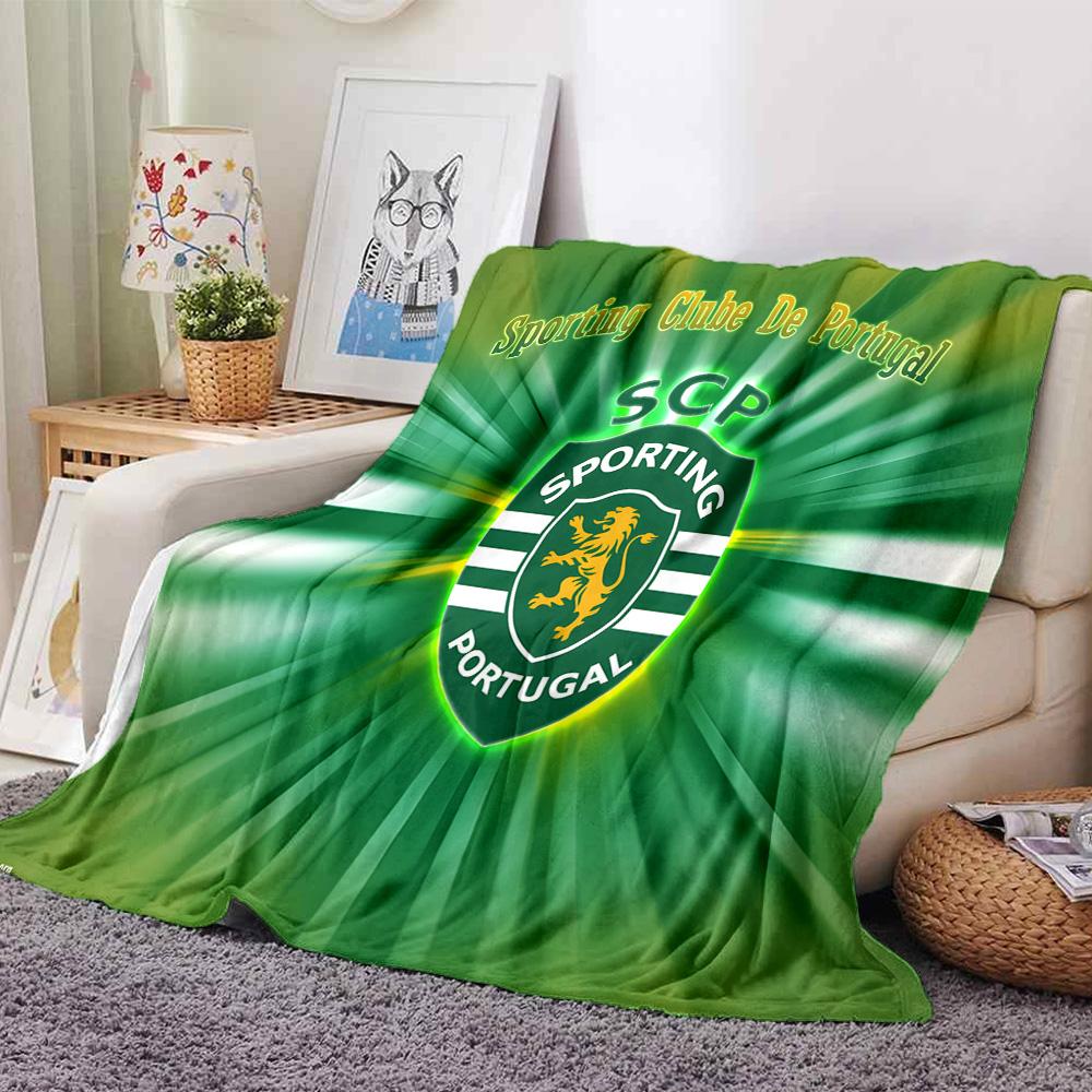 Sporting football Crest Flannel Blanket, Soft Polyester, Modern Design, All-Season for Camping, Travel, Gifts for holidays or birthdays