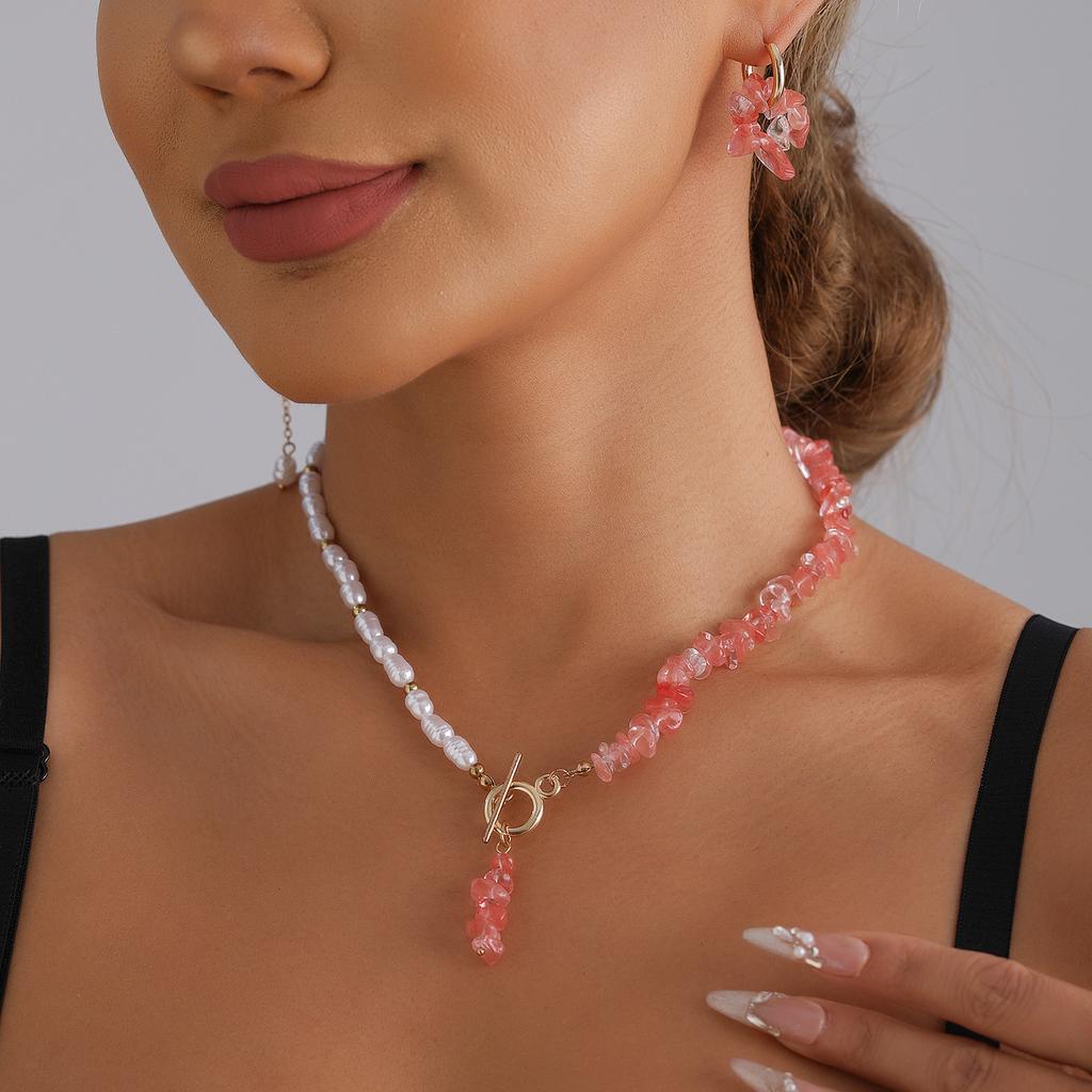 Y2K Heart Beaded Necklace Women Boho Irregular Crystal Class Gravel Clavicle Chain Cool Y2K Choker Exquisite Fashion Jewelry