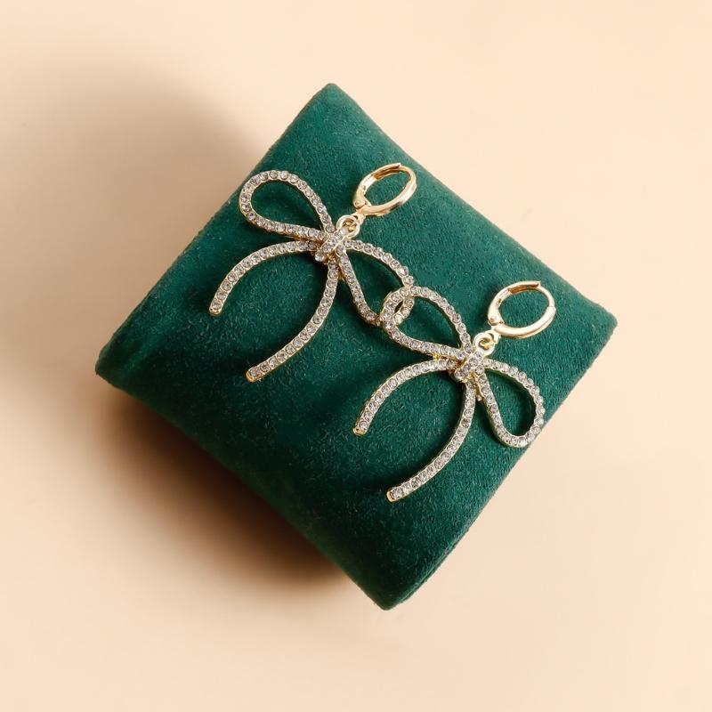 Elegant Gold Plated Metal Earring Unique and FashionableThin Hoop Earring with Unique Details Cute Bowknot Ear Rings