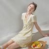 Sancai 100% Cotton Embroidered V-Neck A-line Dress