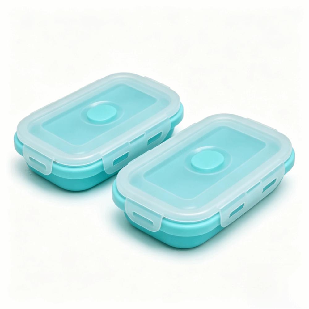 2PCS Collapsible Design Lunch Storage Container Silicone Airtight Kitchen Organizer For Picnics