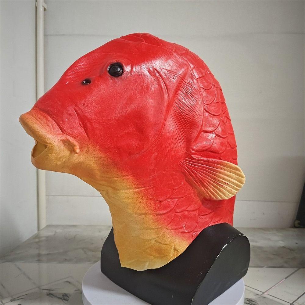 Latex Realistische Karpfenmaske Realistische Fisch-Latexmaske Kopfbedeckung Fischkopfmaske Halloween Cosplay