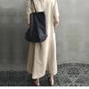 Creative Style 2026 Summer Literary National Retro Women's Cotton Linen V-Neck Loose Swing Dress
