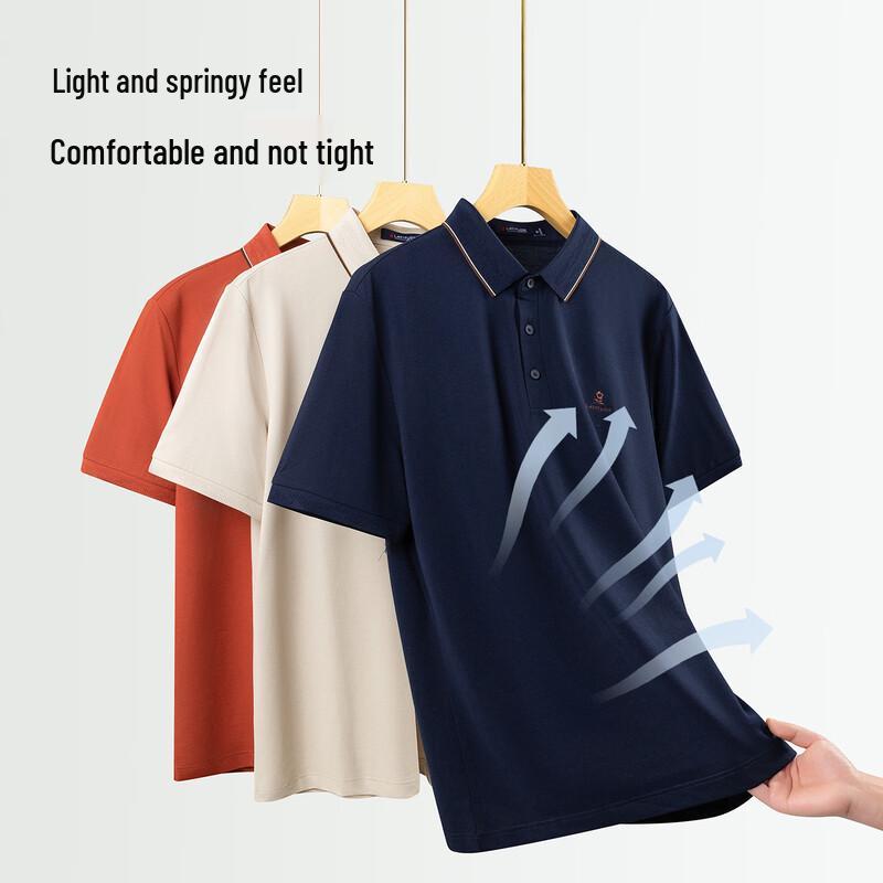 MONTAGUT Men's Silk Blend Short-Sleeve Business Polo Shirt