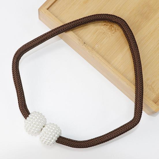 1 Pair Magnetic Curtain Straps Faux Pearls Decor Decorative Braided Ropes Curtain Tiebacks Curtain Accessories